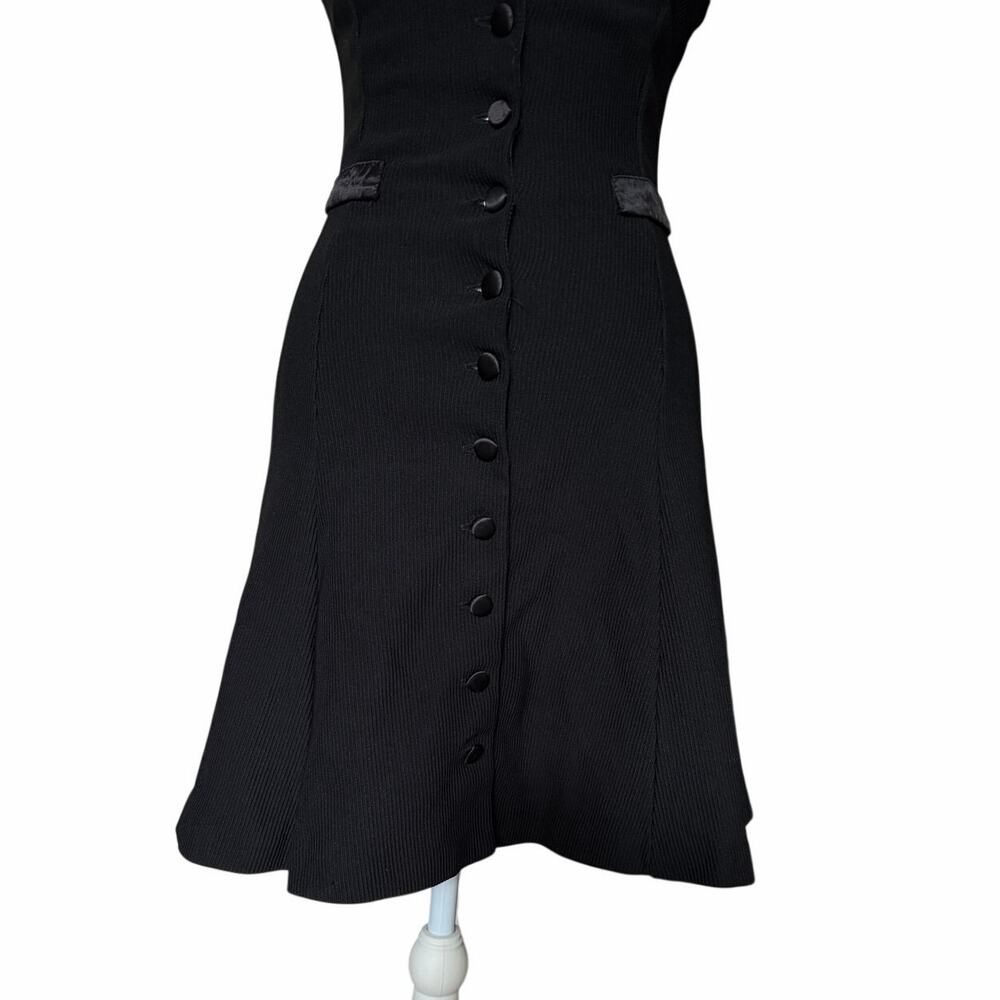 Vintage Betsey Johnson Made in USA Black Coquette Fit Flare Dress Button P XS - Picture 2 of 8
